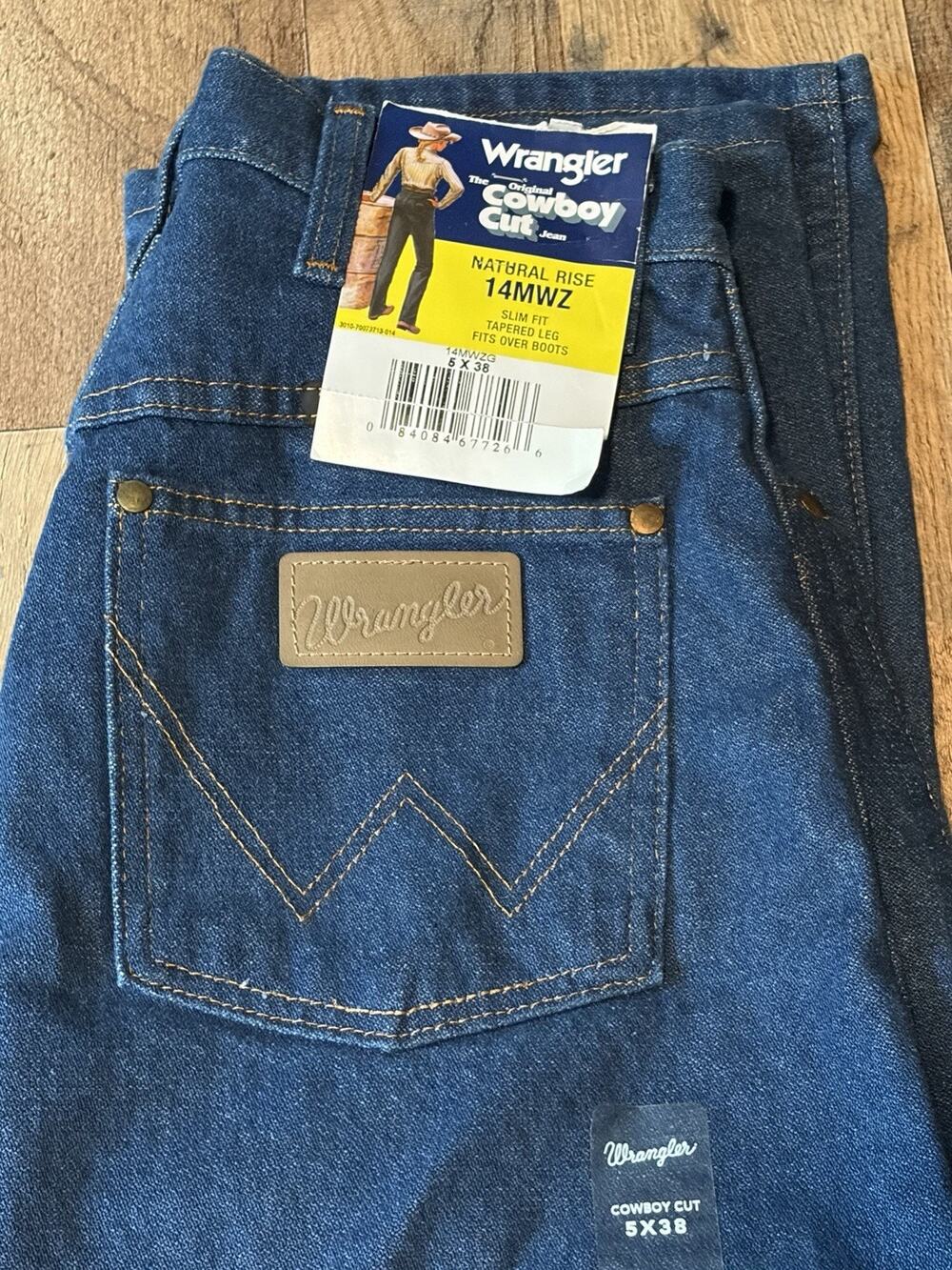 🔥 Wrangler Jeans Womens Blue Cowboy Cut Natural Rise 14MWZ Jeans 5x38 NWT